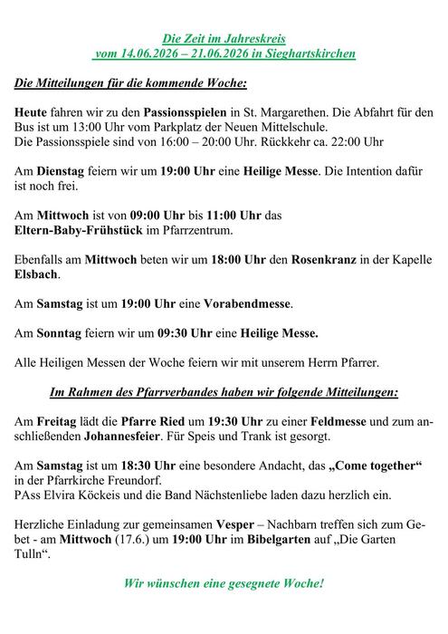 Mitteilungen Sieghartskirchen