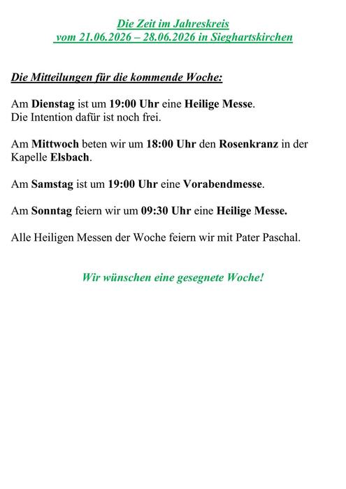 Mitteilungen Sieghartskirchen